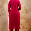 Hot Pink Embroidered Silk Blend Pant Style Salwar Suit - Mangaldeep NX