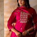 Hot Pink Embroidered Silk Blend Pant Style Salwar Suit - Mangaldeep NX