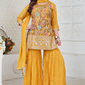 Imperial Mustard Embroidered Palazzo Suit for Women - Mangaldeep NX