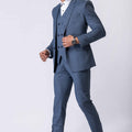 Impressive Men's Blue Checked 3 - Piece Tuxedo Suit with Bow Tie - Mangaldeep NX