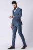 Impressive Men's Blue Checked 3 - Piece Tuxedo Suit with Bow Tie - Mangaldeep NX