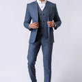 Impressive Men's Blue Checked 3 - Piece Tuxedo Suit with Bow Tie - Mangaldeep NX