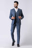 Impressive Men's Blue Checked 3 - Piece Tuxedo Suit with Bow Tie - Mangaldeep NX