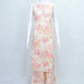 Ivory Floral Printed Sleeveless Palazzo Suit - Mangaldeep NX