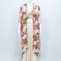Ivory Printed Floral Shrug Set with Embellished Blouse and Flared Palazzo Pants - Mangaldeep NX