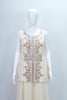 Ivory Sleeveless Embroidered Salwar Suit with Flared Palazzo Pants Set - Mangaldeep NX