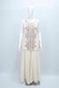 Ivory Sleeveless Embroidered Salwar Suit with Flared Palazzo Pants Set - Mangaldeep NX