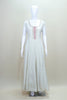 Ivory White Anarkali Suit with Thread Embroidery Contrast Pink Floral Dupatta - Mangaldeep NX