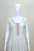 Ivory White Anarkali Suit with Thread Embroidery Contrast Pink Floral Dupatta - Mangaldeep NX