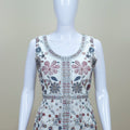 Ivory White Floral Embroidered Anarkali Suit with Matching Dupatta - Mangaldeep NX