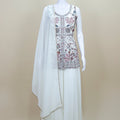 Ivory White Floral Embroidered Anarkali Suit with Matching Dupatta - Mangaldeep NX