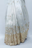 Ivory White Satin Organza Saree with Gold Sequin Embroidery and Velvet Border Pallu - Mangaldeep NX