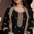 Latest Black Embroidered Sharara Suit for Women - Mangaldeep NX