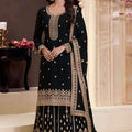 Latest Black Embroidered Sharara Suit for Women - Mangaldeep NX