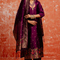 Latest Purple Cotton Silk Readymade Salwar Suit with Jacquard Work - Mangaldeep NX