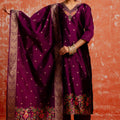 Latest Purple Cotton Silk Readymade Salwar Suit with Jacquard Work - Mangaldeep NX