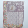 Lavender Banarasi Silk Saree with Silver Zari Weaving and Multicolor Embroidered Border - Mangaldeep NX