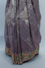 Lavender Banarasi Silk Saree with Silver Zari Weaving and Multicolor Embroidered Border - Mangaldeep NX