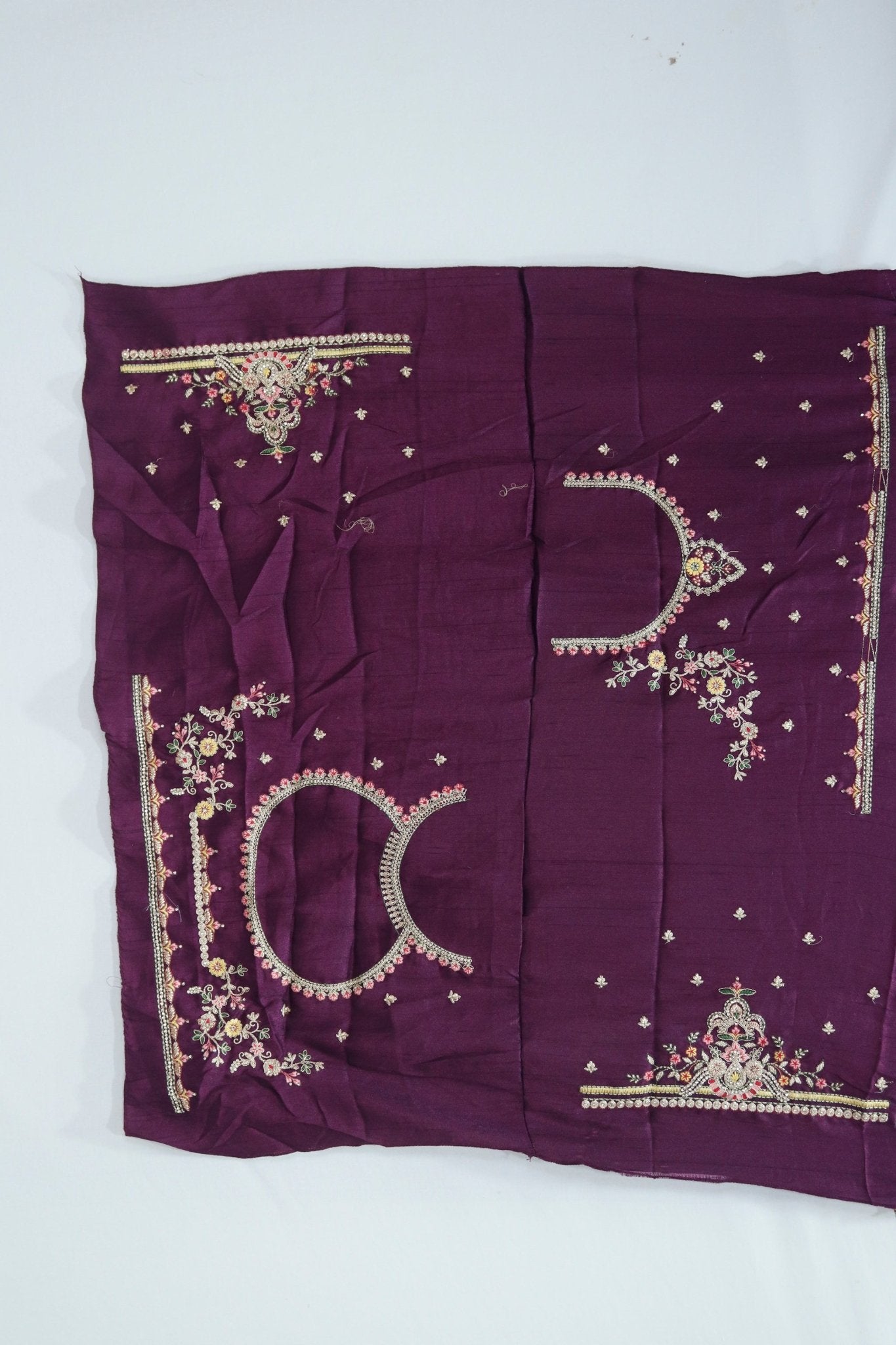 Lavender Banarasi Silk Saree with Silver Zari Weaving and Multicolor Embroidered Border - Mangaldeep NX