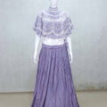 Lavender Cape Style Embroidered Lehenga Set with Net Dupatta - Mangaldeep NX