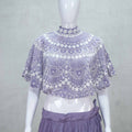 Lavender Cape Style Embroidered Lehenga Set with Net Dupatta - Mangaldeep NX