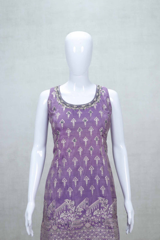 Lavender Embroidered Readymade Sharara Set with Net Dupatta - Mangaldeep NX