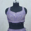 Lavender Embroidered Silk Lehenga Choli with Dupatta - Mangaldeep NX