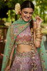 Lavender Embroidered Silk Lehenga Choli with Mirror Work and Mint Green Dupatta - Mangaldeep NX