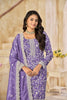 Lavender Embroidered Straight Salwar Suit with Matching Dupatta - Mangaldeep NX