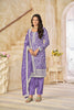 Lavender Embroidered Straight Salwar Suit with Matching Dupatta - Mangaldeep NX