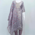 Lavender Floral Embroidered Tissue Silk Straight Cut Suit with Dupatta - Mangaldeep NX