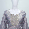 Lavender Floral Embroidered Tissue Silk Straight Cut Suit with Dupatta - Mangaldeep NX