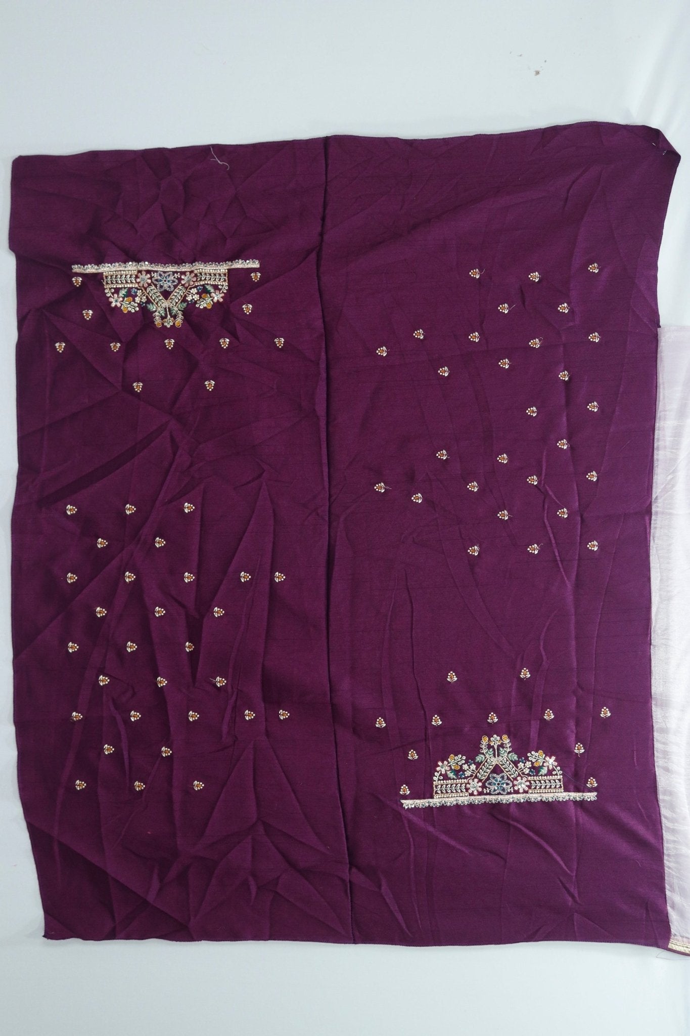 Lavender Net Saree featuring multicolor for Party Festive Wear - Mangaldeep NX