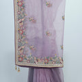 Lavender Net Saree featuring multicolor for Party Festive Wear - Mangaldeep NX