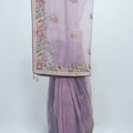 Lavender Net Saree featuring multicolor for Party Festive Wear - Mangaldeep NX