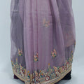 Lavender Net Saree featuring multicolor for Party Festive Wear - Mangaldeep NX