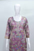 Lavender Printed Silk Suit with Embellished Neckline and Organza Dupatta. - Mangaldeep NX