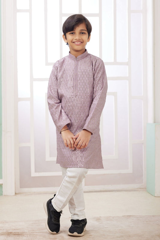 Lavender Sequin Kurta for Boys for Weddings and Celebrations - Mangaldeep NX