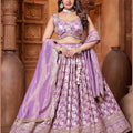 Lavender Silk Bridal Lehenga Choli with Zari and Sequin Embroidery - Mangaldeep NX