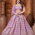 Lavender Silk Bridal Lehenga Choli with Zari and Sequin Embroidery - Mangaldeep NX