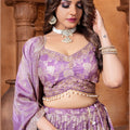 Lavender Silk Bridal Lehenga Choli with Zari and Sequin Embroidery - Mangaldeep NX