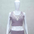 Lavender Silk Crop Top Sharara Set with Embroidered Jacket - Mangaldeep NX