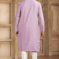Lavender Silk Kurta Pyjama Set for Men with Mirror Embellished Placket - Mangaldeep NX