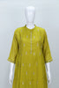 Lime Green Silk Blend Kurta Set with Mirror Work Dupatta - Mangaldeep NX