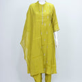 Lime Green Silk Blend Kurta Set with Mirror Work Dupatta - Mangaldeep NX