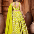 Lime Green Silk Bridal Lehenga Choli with Zari and Sequin Embroidery - Mangaldeep NX