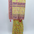 Lime Yellow Printed Saree with Colorful Rajasthani Folk Art and Tassel Pallu - Mangaldeep NX