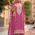 Lovely Chinon Silk Wedding Salwar Suit In Pink With Thread Work - Mangaldeep NX