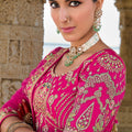 Lovely Fuchsia Pink Bridal Lehenga Choli with Heavy Zari and Intricate Embroidery - Mangaldeep NX
