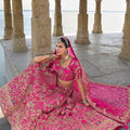 Lovely Fuchsia Pink Bridal Lehenga Choli with Heavy Zari and Intricate Embroidery - Mangaldeep NX